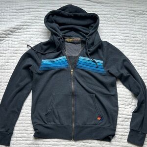 Aviator Nation Black and Blue full zip sweatshirt.